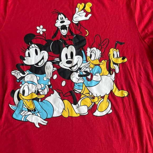 Disney Mickey & Friends Red T-Shirt Featuring Mickey Minnie Donald Pluto Goofy D - Picture 2 of 4